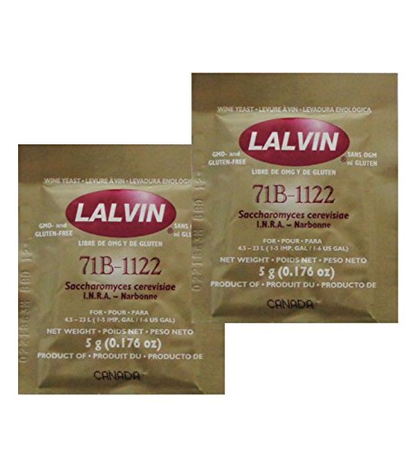 2x Lalvin 71B-1122 Nouveau Style Wine Yeast 5g Homebrew Wine Making 4.5L-23L