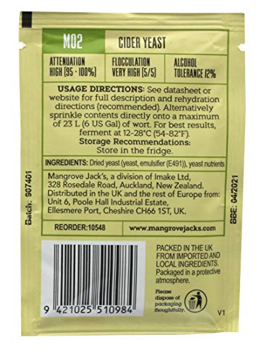 2X Mangrove Jack's Yeast Cider M02 Craft Series Yeast 9g Treats 23L