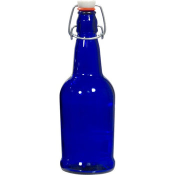 EZ Cap Bottles - 16 oz Cobalt Blue Swing Top (Qty 12)